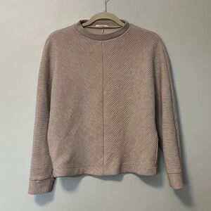 Mango MNG Ribbed Textured Taupe Sweater
